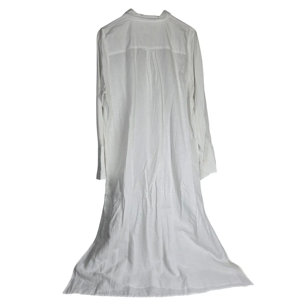 J. Crew White Linen‎ Cotton Blend Button Down Long Beach Shirt XL BP237